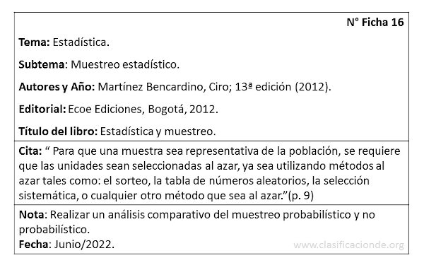 Ejemplo de fichas textuales