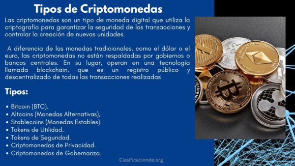 Tipos de Criptomonedas