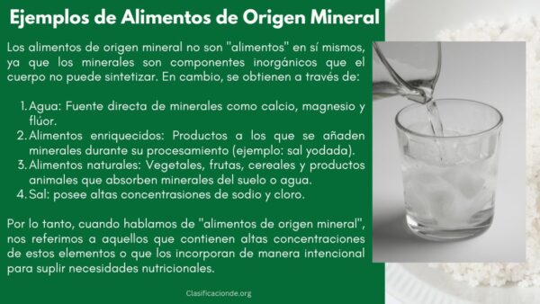 Ejemplos de Alimentos de Origen Mineral