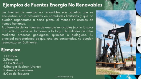 Ejemplos de Fuentes Energía No Renovables