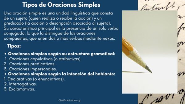 Tipos de Oraciones Simples