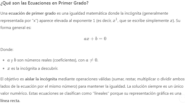 Ejemplos de Ecuaciones en Primer Grado 1
