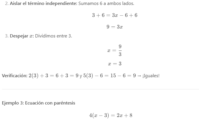 Ejemplos de Ecuaciones en Primer Grado 4
