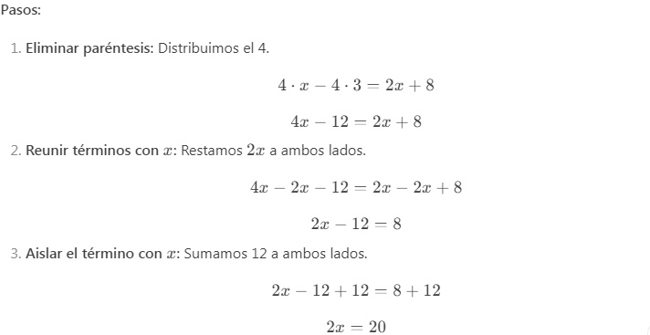 Ejemplos de Ecuaciones en Primer Grado 5