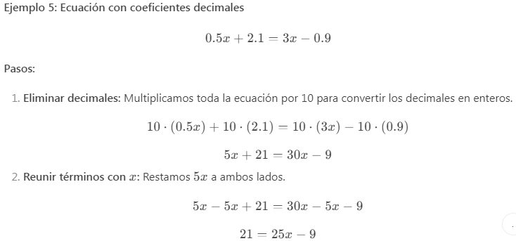 Ejemplos de Ecuaciones en Primer Grado 8