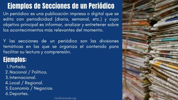 Ejemplos de Secciones de un Periódico