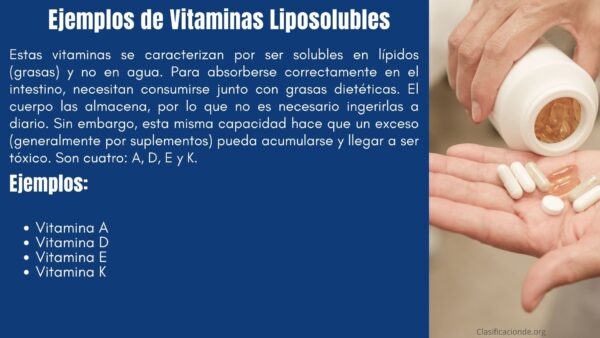 Ejemplos de Vitaminas Liposolubles