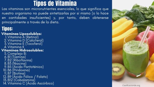 Tipos de Vitaminas