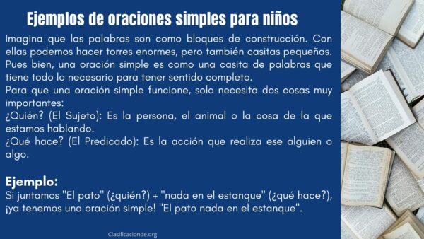 Ejemplos de oraciones simples para niños