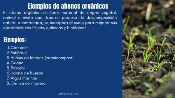 Ejemplos de abonos orgánicos