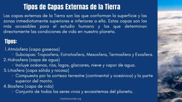 Los 4 tipos de capas externas de la Tierra